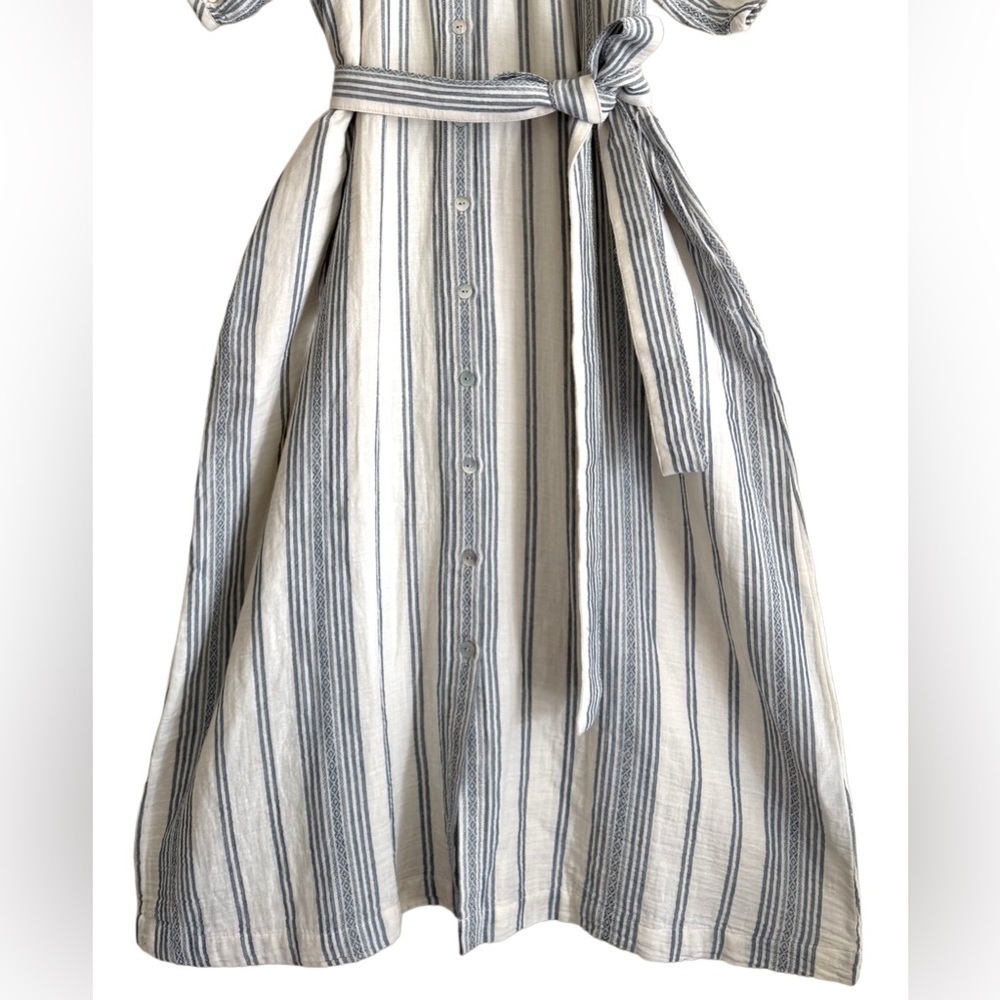 FAHERTY Boho Minimalist Oversized Carmel Dream Stripe Gauze Midi Dress Sz S NWT - Picture 5 of 14